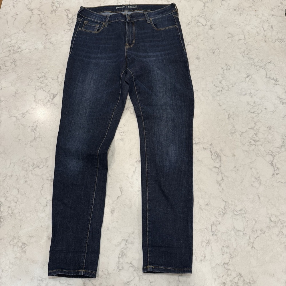 Old Navy Rockstar Jeans Mid-Rise Dark Wash Denim Women's Size 10